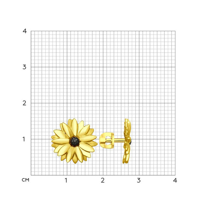 Bông tai Sokolov hoa cúc bằng bạc mạ vàng không đính đá - 93020812