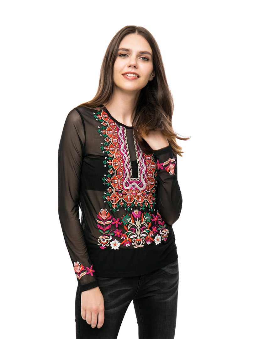 Áo thun dài tay nữ T-SHIRT Size M NEGRO - 17WWTK692000M