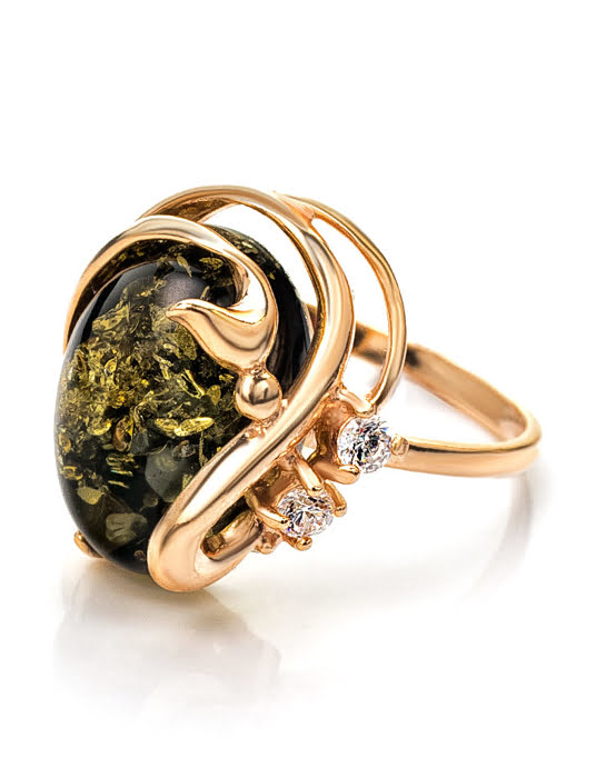 Nhẫn trang sức Amber Jewelry bạc 22K đính đá phổ phách (Melissa 20) kim cương nhân tạo Fianit - 710010063