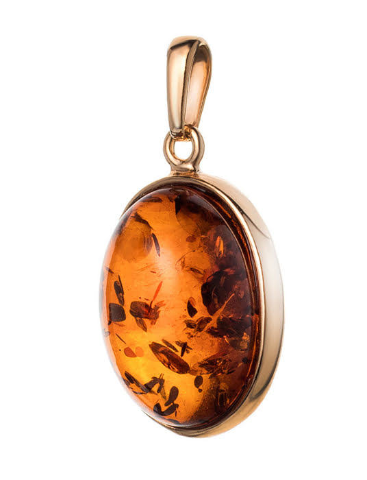 Mặt dây chuyền Amber Jewelry trang sức bằng bạc 22K đính đá hổ phách (Goji large) phủ vàng - 710211071
