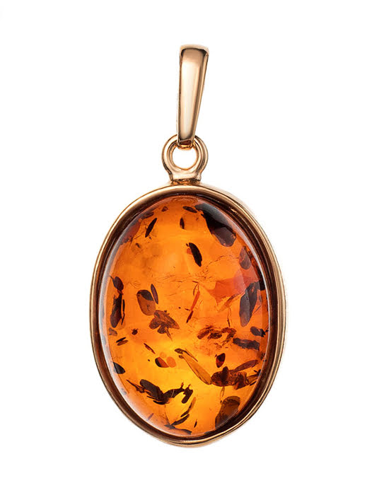 Mặt dây chuyền Amber Jewelry trang sức bằng bạc 22K đính đá hổ phách (Goji large) phủ vàng - 710211071