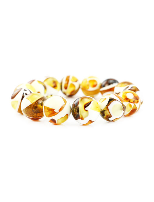 Vòng đeo tay trang sức Amber Jewelry bằng đá hổ phách màu trắng (Dalmatian) - 5046208183