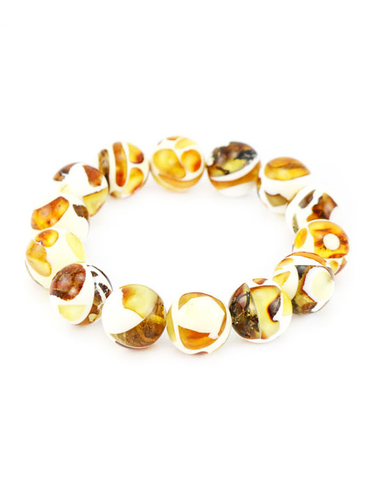 Vòng đeo tay trang sức Amber Jewelry bằng đá hổ phách màu trắng (Dalmatian) - 5046208183