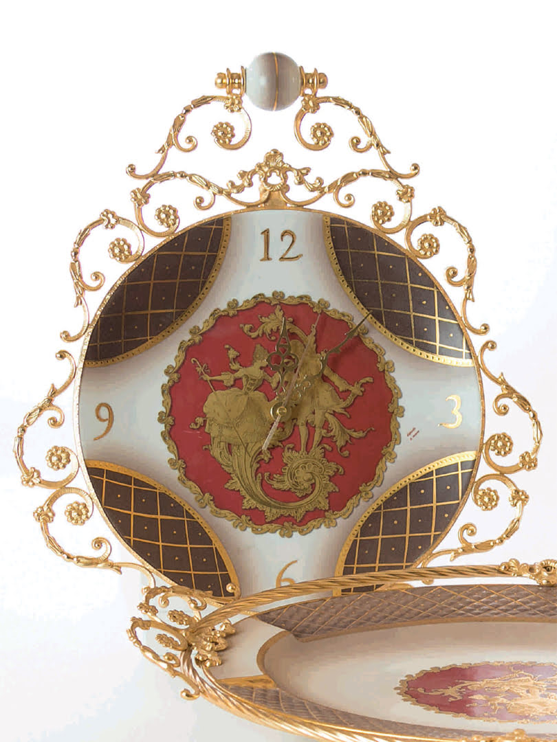 Đồng hồ cổ mạ vàng hoạ tiết vẽ tay Caroline del Monte - A76.1035/1