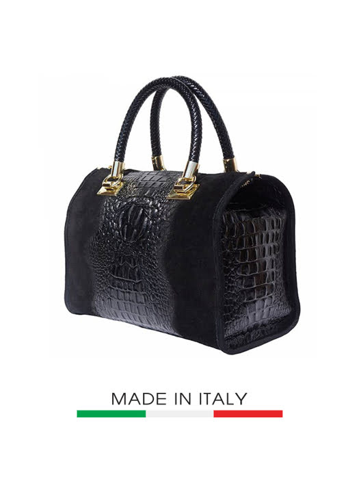 Túi xách da Ý Florence 29x2x21cm màu đen - 7002-Black