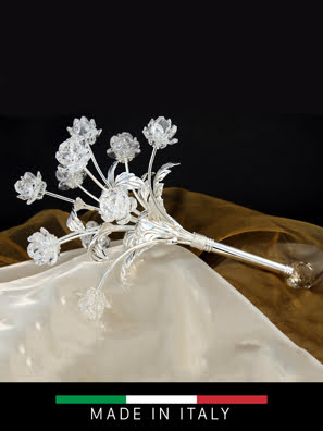 Chùm hoa hồng DEBORA Bouquet dài 35cm pha lê mạ vàng - 19902