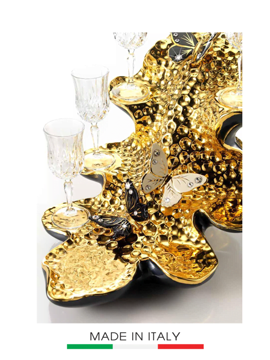 Khay stella NERO Italy kiểu bướm mạ vàng gắn kim cương swarovski - G00264.F63.947