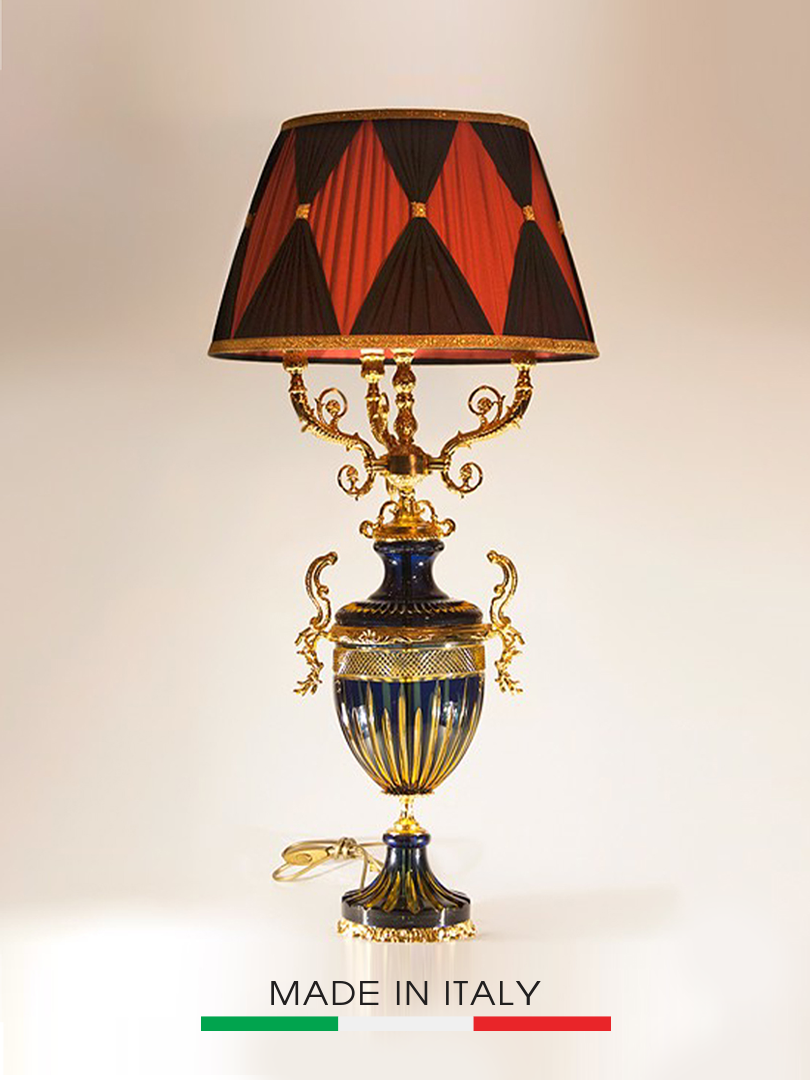 Khay cổ mạ vàng và pha lê màu tím Olympus Brass - Hand-made in Italy