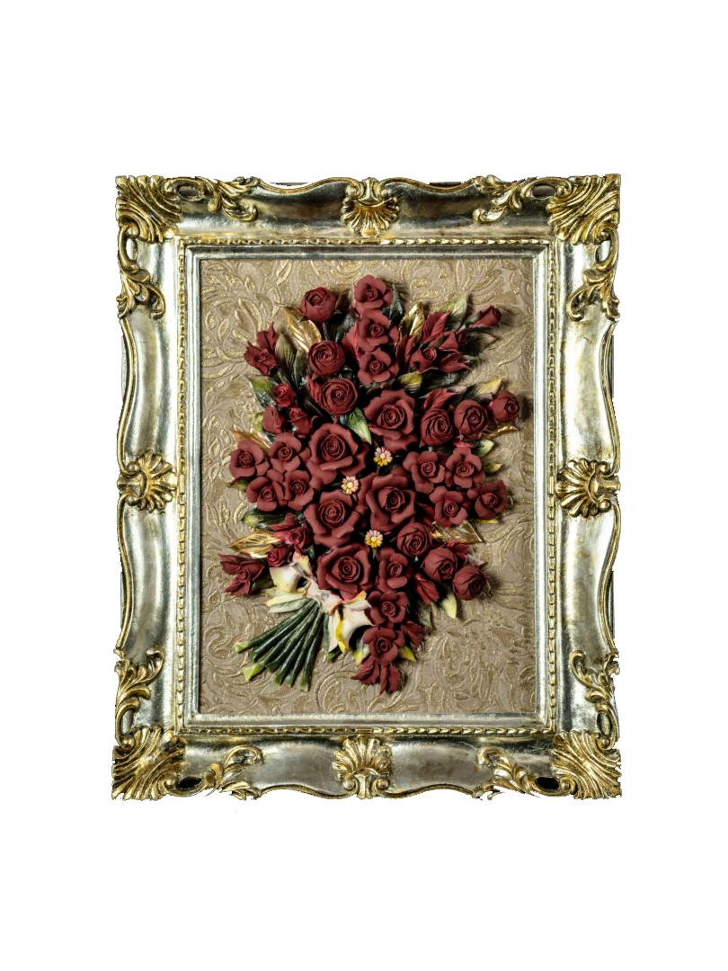 Khung tranh trang trí silver với hoa sứ đỏ Artre Ca.Sa. ART.5643