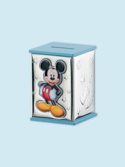 Đồ trang trí hình Hộp đựng tiền Mickey,kích thước 8*8*11.5 mạ bạc hiệu VALENTI  - D298C