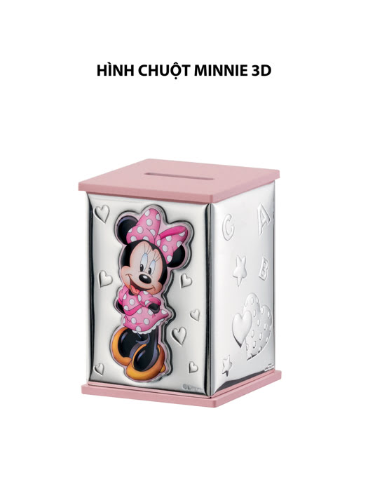 Đồ trang trí hình Hộp đựng tiền Minnie,kích thước 8*8*11.5 mạ bạc hiệu VALENTI  - D303RA