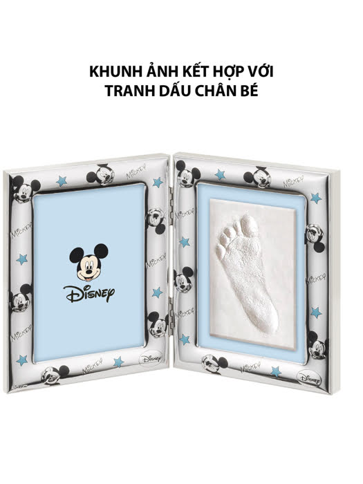 Đồ trang trí hình khung ảnh Chuột Mickey và tranh dấu chân bé mạ bạc hiệu VALENTI  - D4203LC