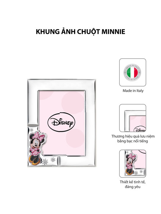 Khung ảnh chuột Minnie,kích thước 13x18 mạ bạc hiệu VALENTI  - D4514LRA