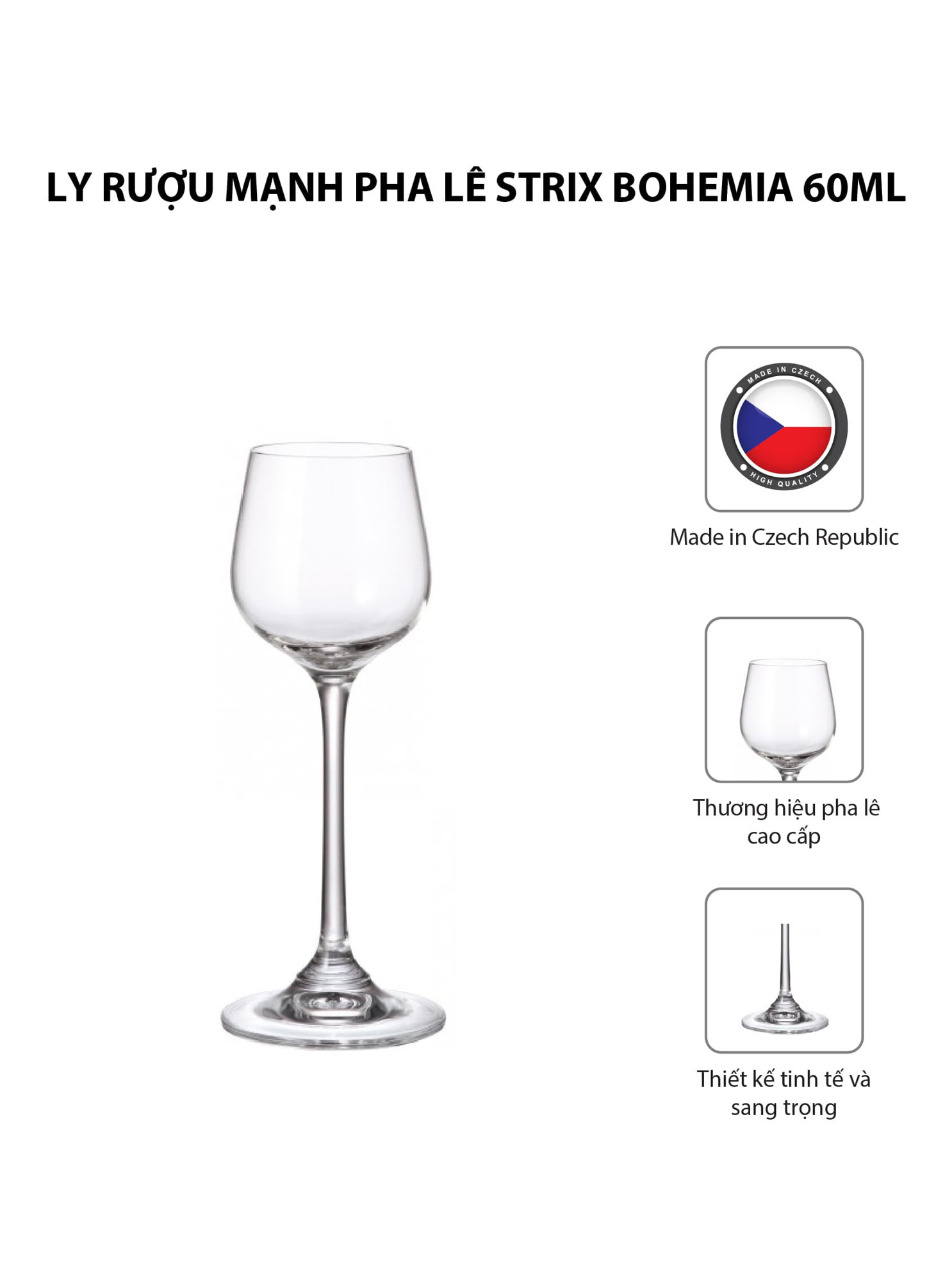Bộ 6 ly rượu mạnh pha lê Strix Bohemia 60ml