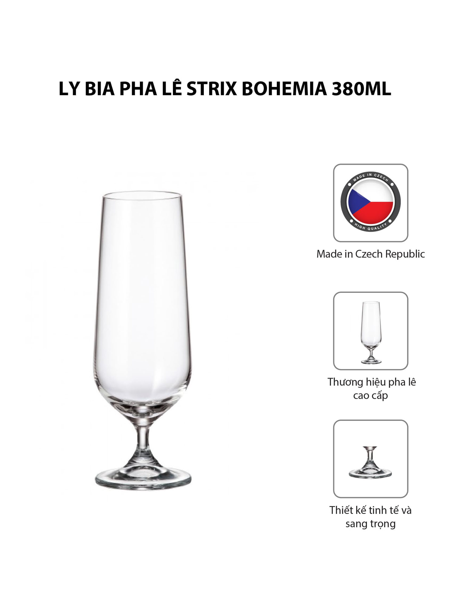 Bộ 6 ly bia pha lê Strix Bohemia 380ml