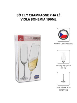 Bộ 2 ly champagne pha lê Viola Bohemia 190ml