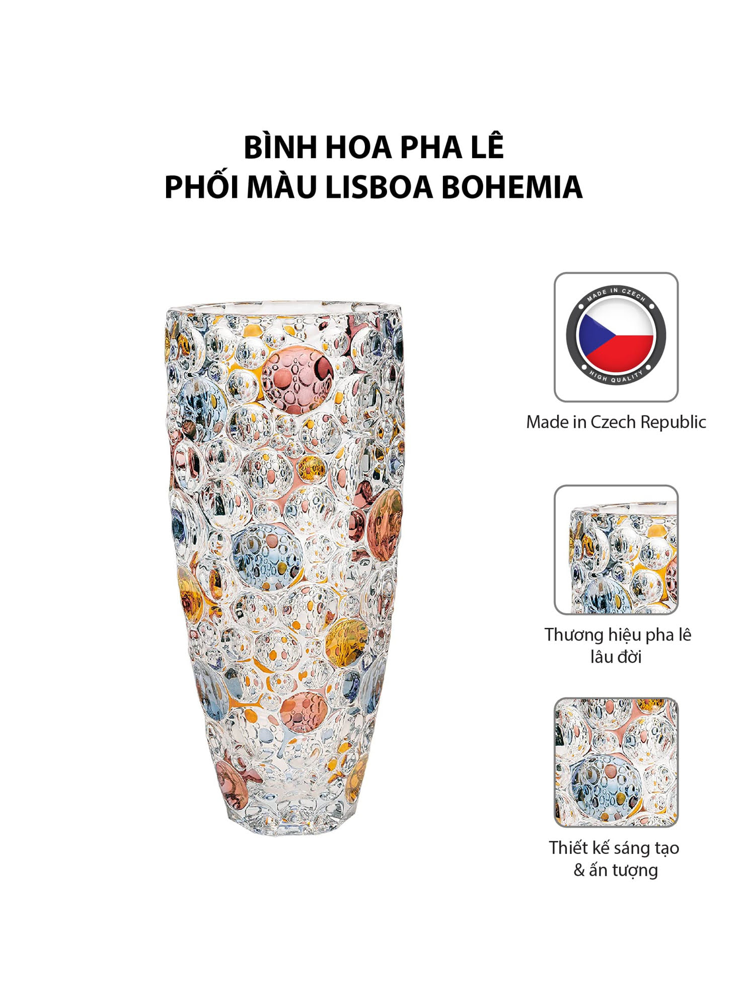 Bình hoa pha lê phối màu Lisboa Bohemia