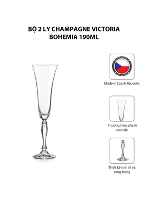 Bộ 2 ly champagne Victoria Bohemia 180ml