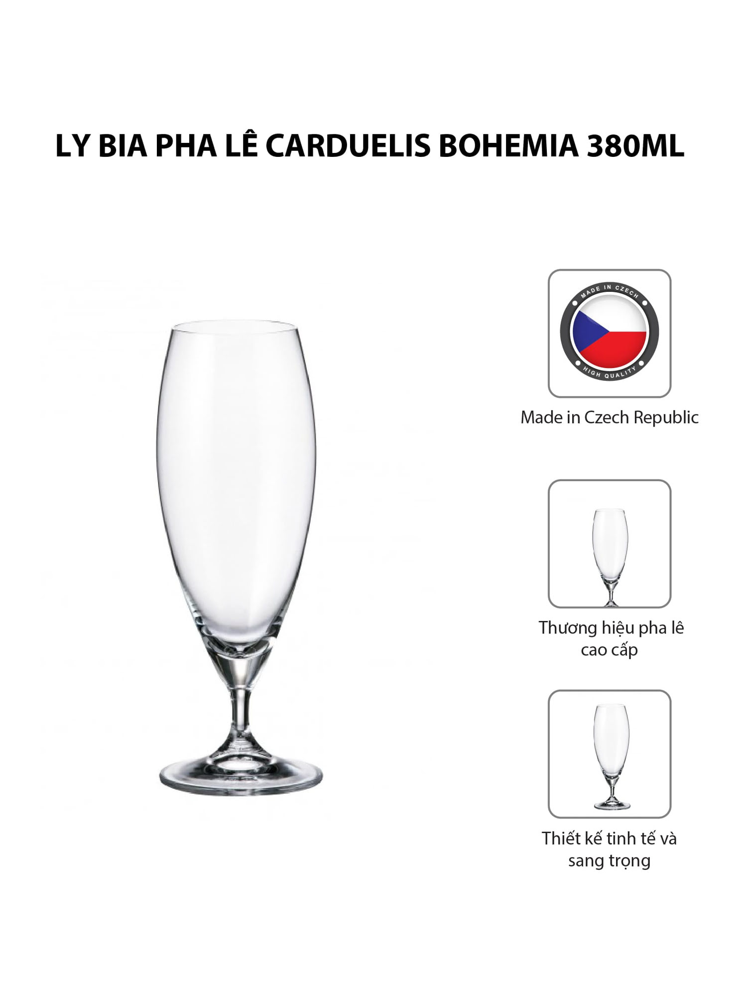 Bộ 6 ly bia pha lê Carduelis Bohemia 380ml