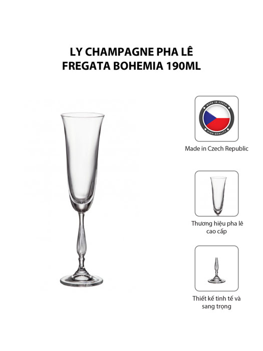 Ly champagne pha lê Fregata Bohemia 190ml 