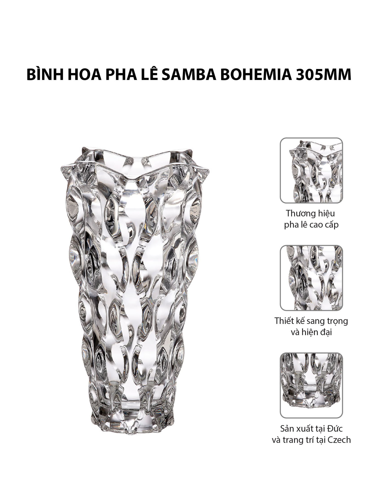 Bình hoa pha lê Samba Bohemia 305mm