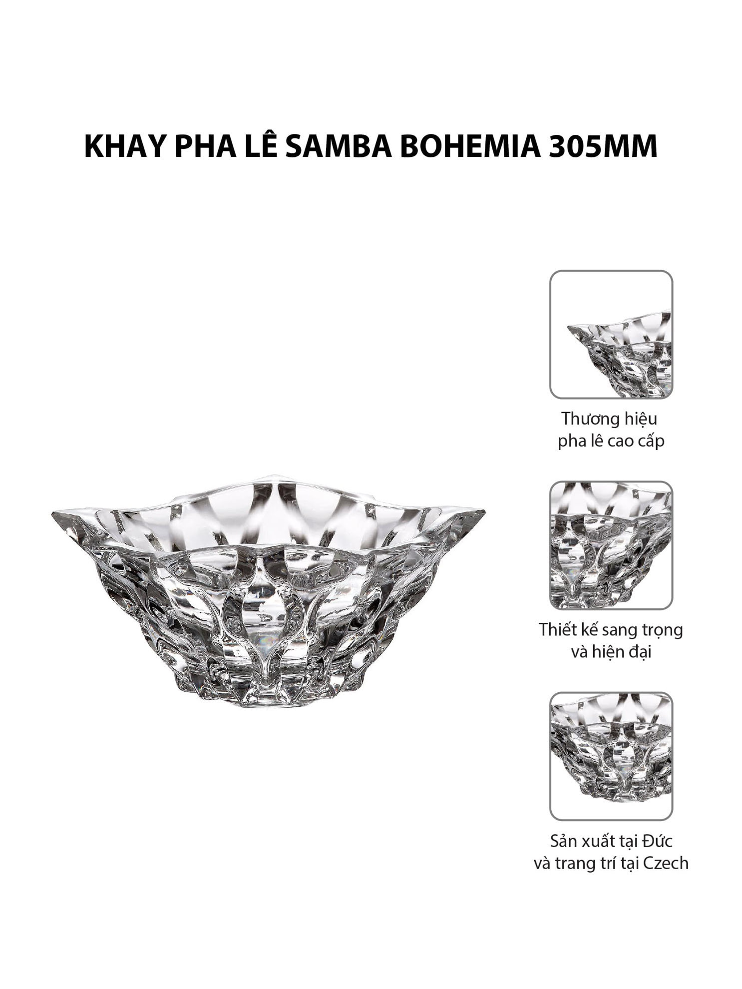 Khay pha lê Samba Bohemia 305mm