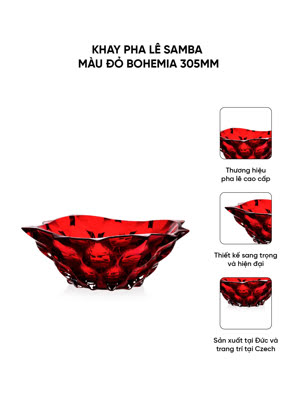 Khay pha lê Samba màu đỏ Bohemia 305mm