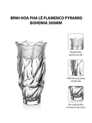 Bình hoa pha lê Flamenco Pyramid Bohemia 300mm