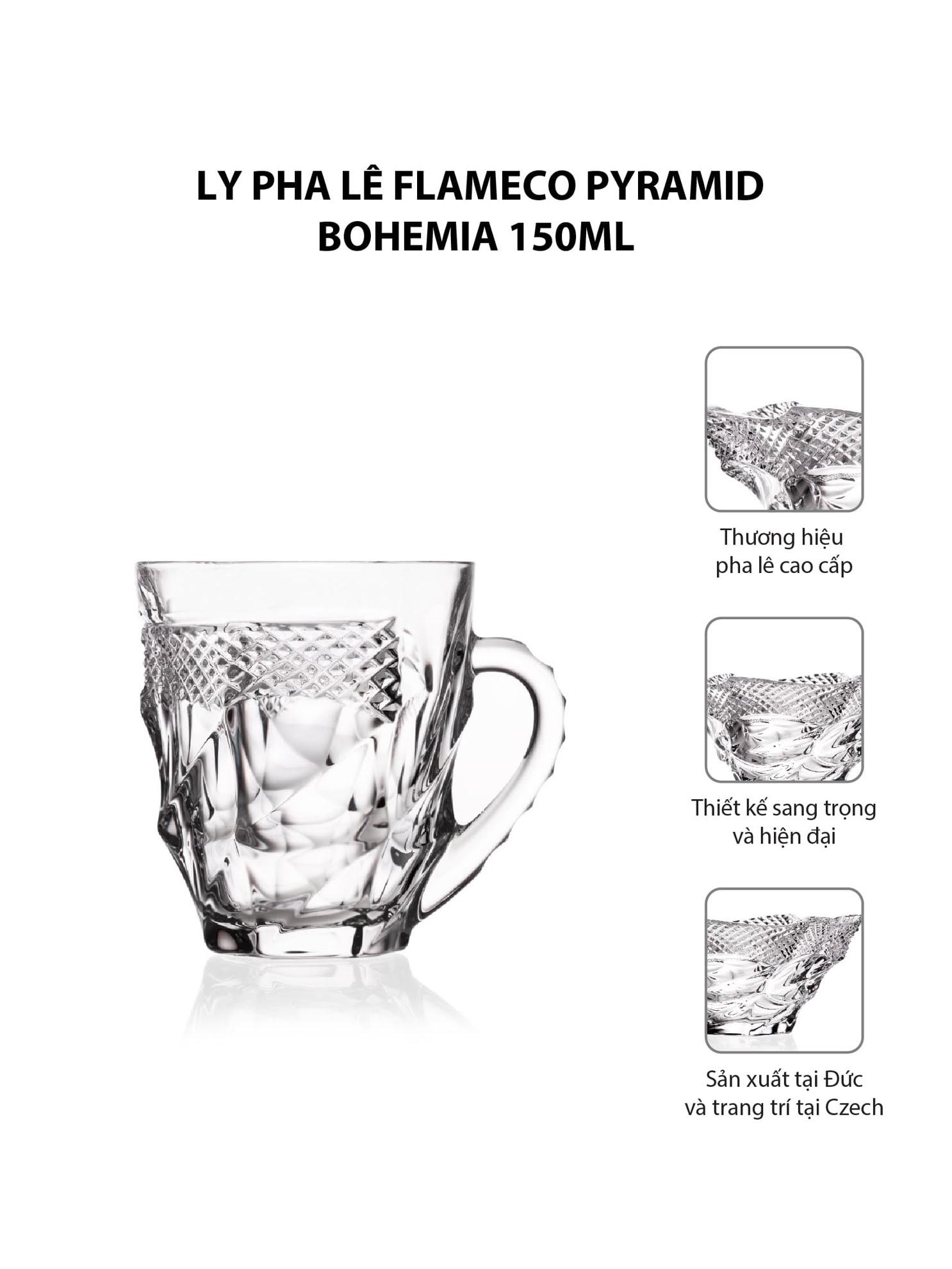 Ly pha lê Flameco Pyramid Bohemia 150ml - 847418