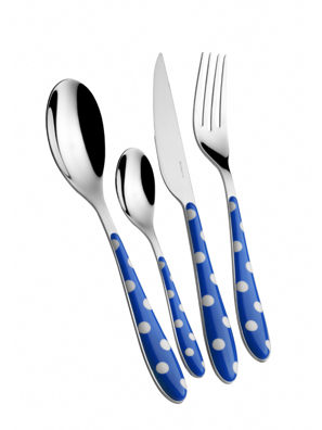 Bộ dao muỗng nĩa 4 món màu xanh dương Bugatti Pois PS2U-014F00/4