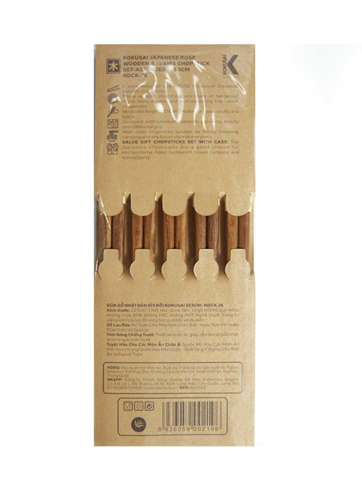 Đũa gỗ Nhật Bản vỉ 5 đôi Kokusai 23.5cm NDCK-25