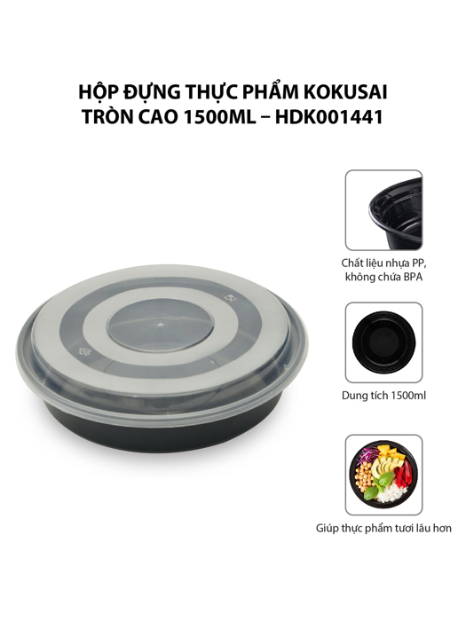 Hộp đựng thực phẩm Kokusai tròn cao 1500ml – HDK001441