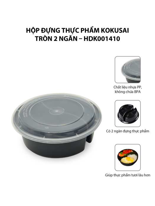 Hộp đựng thực phẩm Kokusai tròn 2 ngăn – HDK001410