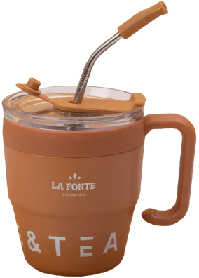 Cốc cà phê giữ nhiệt kèm ống hút inox Lafonte 480ML - 012782-BRO