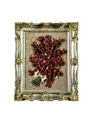 Khung tranh trang trí silver với hoa sứ đỏ   Artre Casa ART.5643