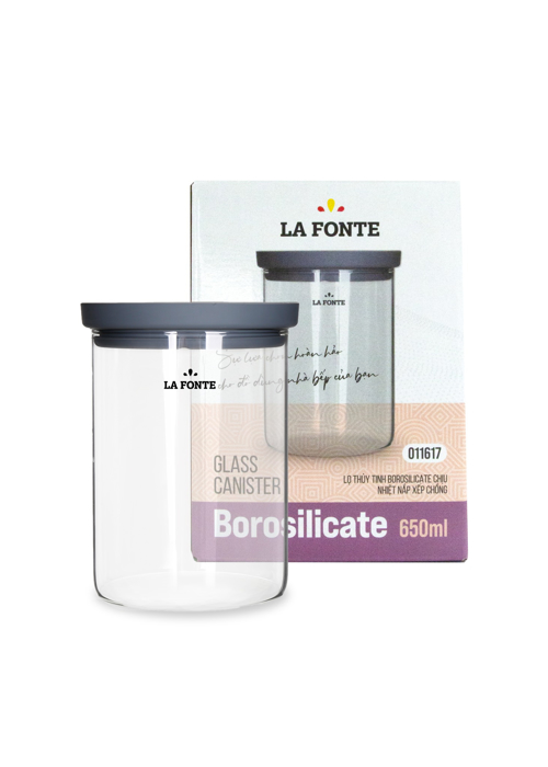 Lọ thủy tinh borosilicate chịu nhiệt nắp xếp chồng La Fonte 650ml - 011617