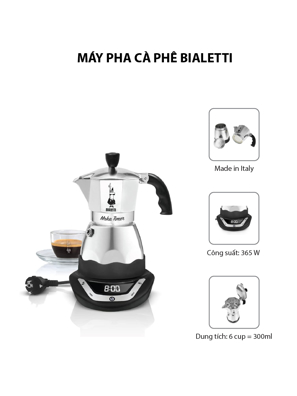 Bình pha cà phê Bialetti hoạt động bằng điện Moka Timer 6TZ 2015 - 0006093