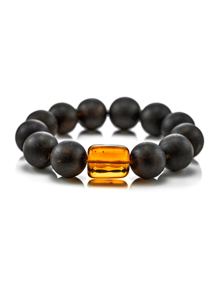 Vòng đeo tay trang sức Amber Jewelry bằng đá hổ phách màu đen và màu cognac (Cuba) - 604612080