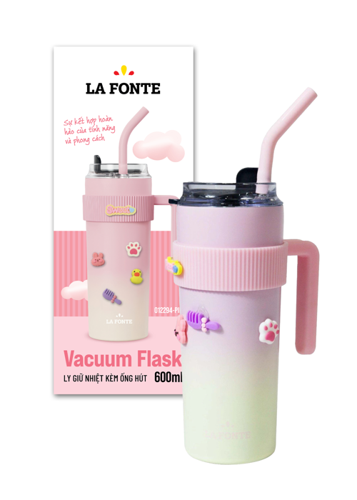 Ly giữ nhiệt sticker kèm ống hút La Fonte 600 ml - 012294-PIN