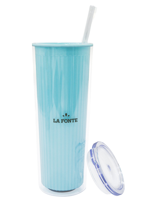 Ly nhựa 2 Lớp Kèm Ống Hút Trong Suốt La Fonte 700ml - 011549