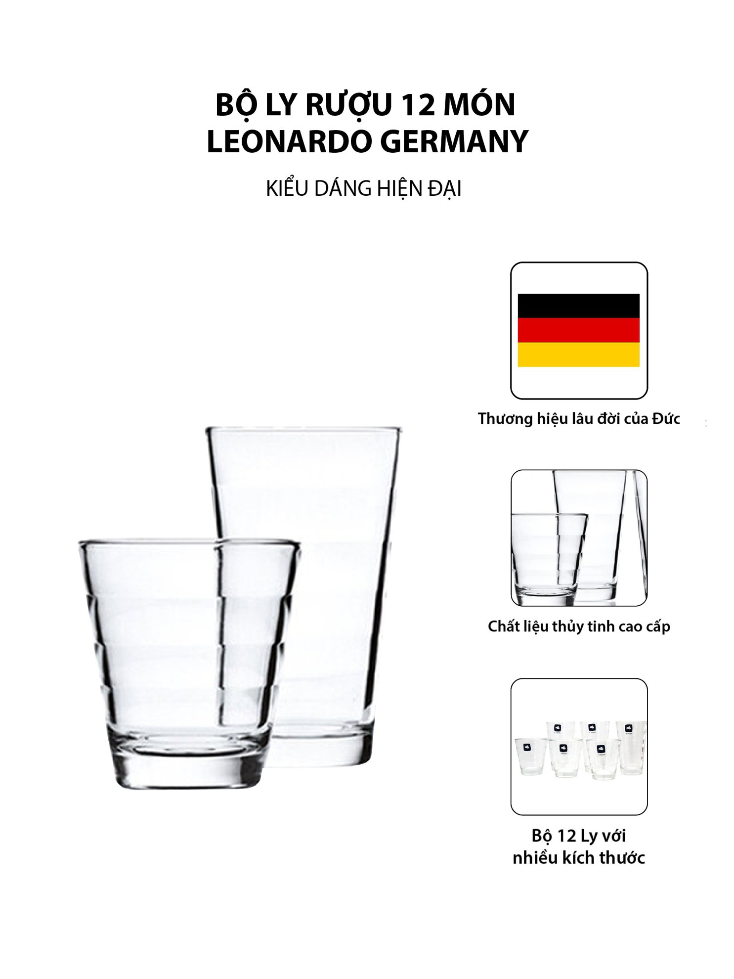 Bộ ly rượu 12 món Leonardo Germany 011019