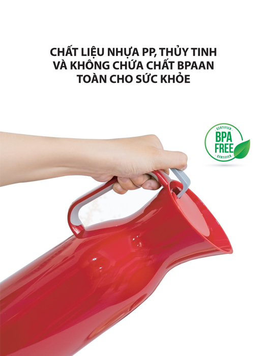 Bình nước ruột thủy tinh La Fonte 1000ml màu đỏ-006767R