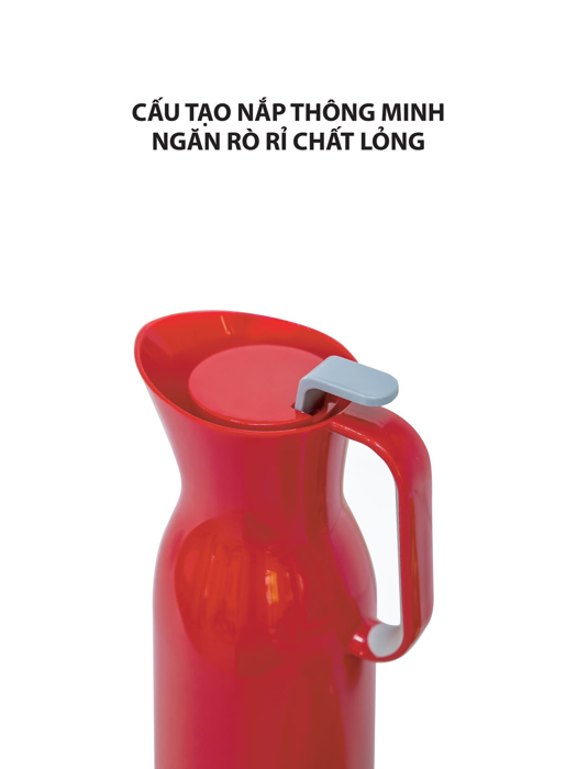 Bình nước ruột thủy tinh La Fonte 1000ml màu đỏ-006767R