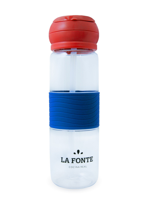 Bình nước thể thao kèm ống hút La Fonte 550ml - 004084-BLU