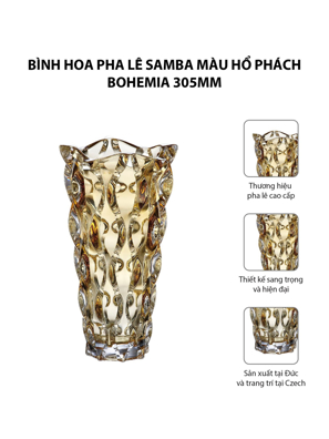 Bình hoa pha lê Samba màu hổ phách Bohemia 305mm