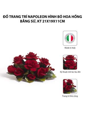 Đồ trang trí Napoleon hình bó hoa hồng bằng sứ,kt 21x19x11cm,code 1662/09