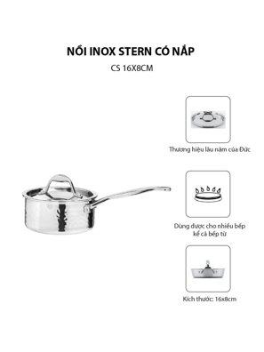 Chảo Inox Stern có nắp CS 16x8cm-062200