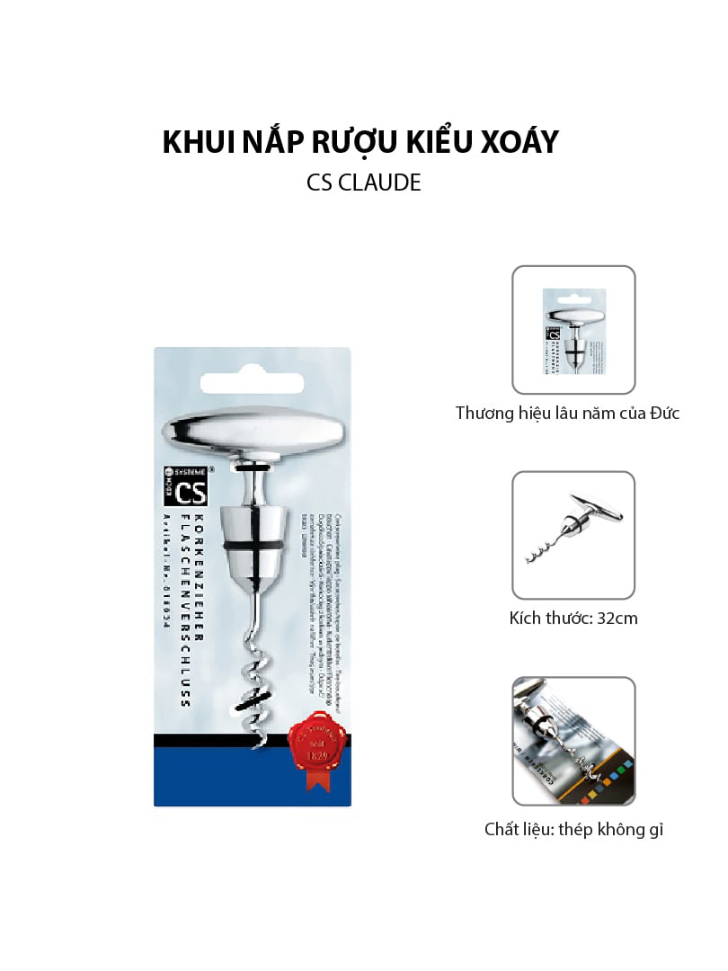 Khui nắp rượu kiểu xoáy CS Claude