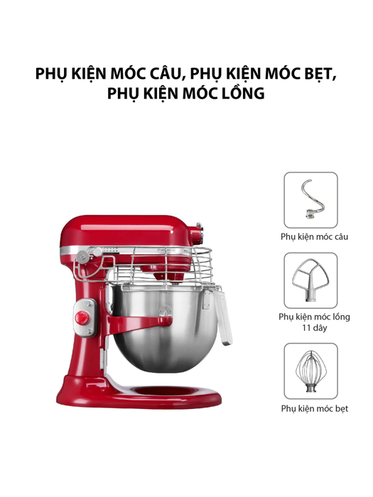 Máy trộn Bát nâng chuyên nghiệp 6.9l màu đỏ KitchenAid 5KSM7990XEER