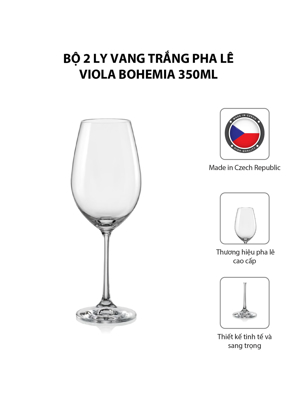 Bộ 2 ly vang trắng pha lê Viola Bohemia 350ml